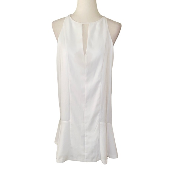 NWT Parker Ivory Cream Crosby Keyhole Cutout Ruffle Shift Tunic Mini Dress - M - Picture 2 of 15